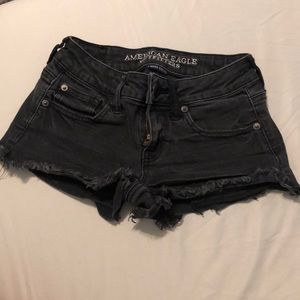 Double 00 black American eagle jean shorts.